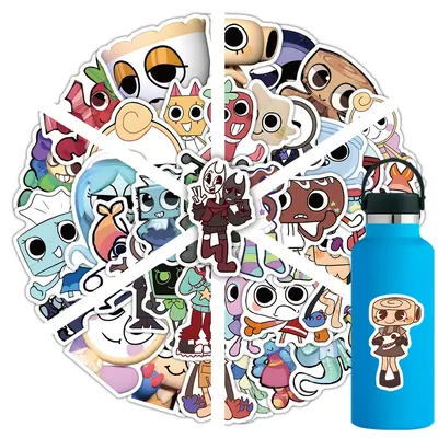 54 Blatt Adventure-Ready Game-Aufkleber-Set – Cartoon-Charakter-Aufkleber für Geburtstagsparty-Geschenke (Anime Worlds Store) Image
