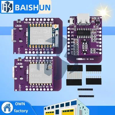 ESP8266 D1 Mini Type-C Development Board - ESP-07/07S CH340G USB, NodeMCU Lua IoT, 3.3V with Pins for WiFi Projects Image