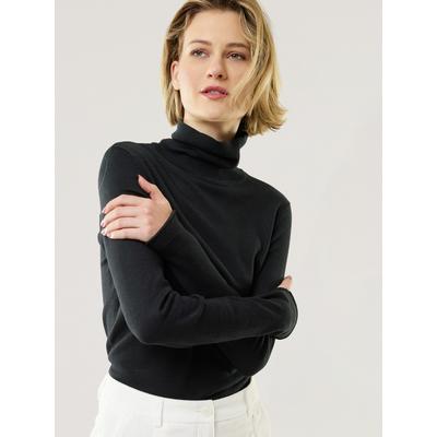 Walbusch Damen Viskose Rollkragen-Pullover Hautschmeichler Schwarz noch offen: Muster Image