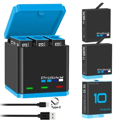 Original Probty Akku-Set für GoPro Hero 12 11 10 9 8 7 6 5 Gopro-Zubehör für Go Pro Hero 12 Hero 11 schwarze Action-Kamera