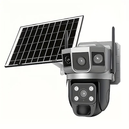 Solarbetriebene Außenkamera mit intelligenten KI-Warnmeldungen, WLAN-Kamera mit Doppelobjektiv, 360-Grad-Ansicht des Heimsicherheitssystems mit Personenerkennung, automatischer Verfolgung, Image