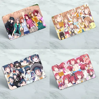 Love Live Superstar 4 Stück 1 Set Kredit-Debitkarten-Aufkleber, Party-Aufkleber, Dekoration, wasserdicht, kleiner Chip-Karten-Hautaufkleber Image