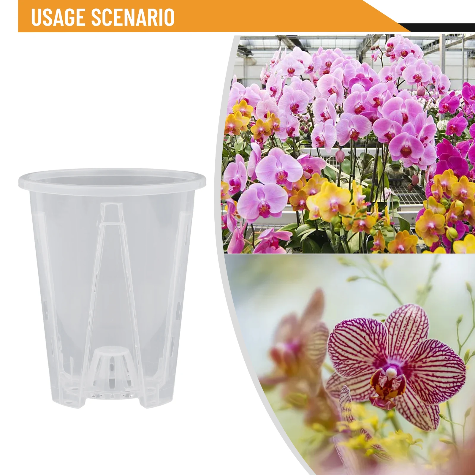 Blumentopf, durchsichtige Orchideentöpfe aus Kunststoff mit Löchern, transparenter Blumentopf, Sukkulenten, Pflanze für DIY-Pflanzung, Gartenzubehör Image