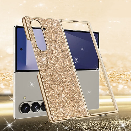 Handy Hülle Handyhüllen Für Samsung Galaxy Z Fold 7 Z Fold 6 Z Fold 5 Z Fold 4 Rückseite Bling Glitzer glänzend Stoßfest PC PU-Leder Image