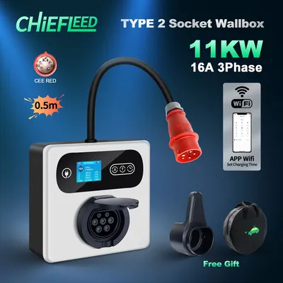 Chiefleed Home EV-Ladestation 32 A 7,2 kW 22 kW 16 A 11 kW Cee Rot auf Typ 2-Buchse-Ladegerät Elektrofahrzeug-Hybridautos