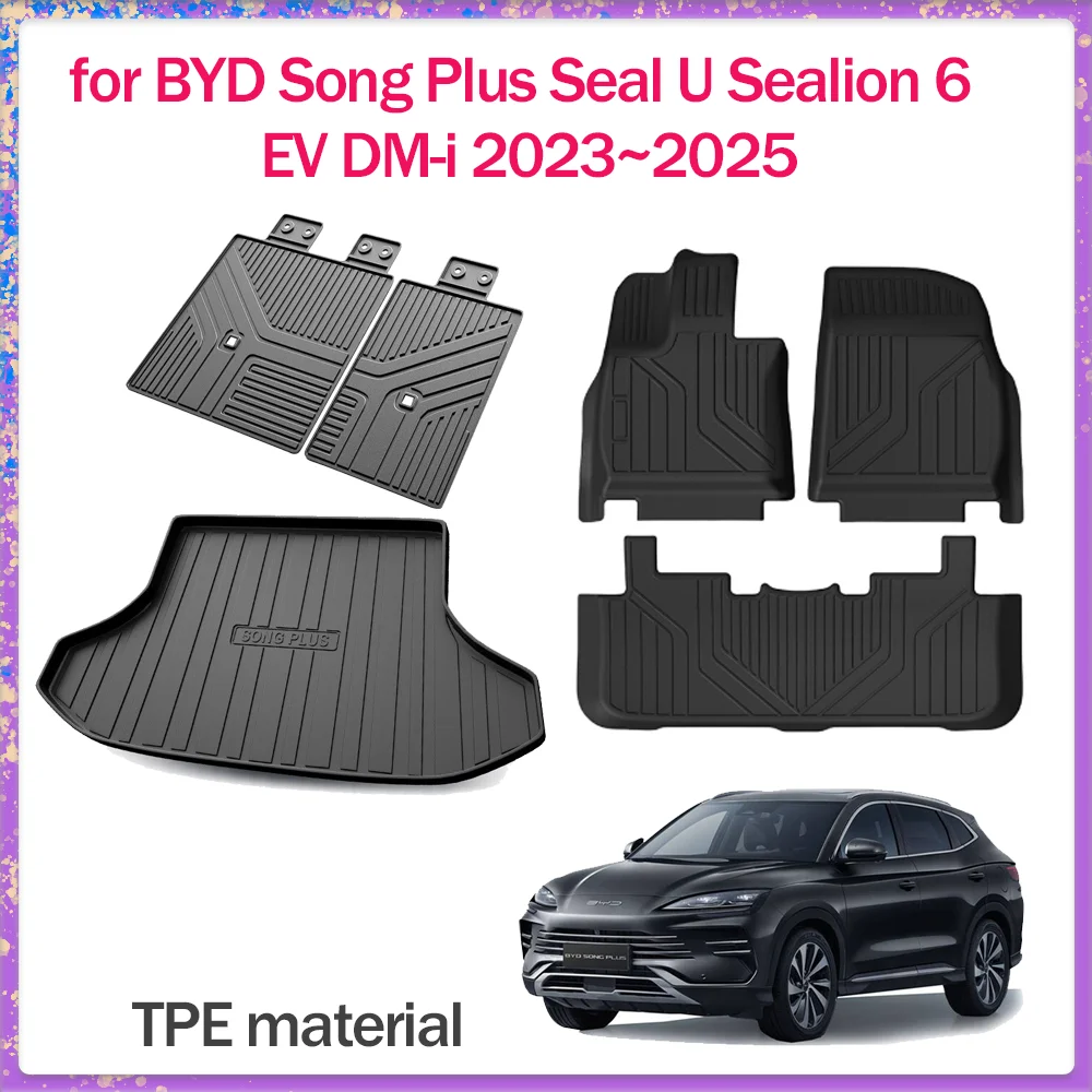 Auto-Fußmatte für BYD Song Plus Seal U Sealion 6 EV DM-i 2023 ~ 2025 TPE-Fußliner, wasserdichte Kofferraumunterlage, Teppich, individuelles Zubehör Image