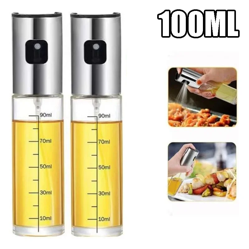100 ml hochwertige Mehrzweck-Mister-Flasche aus Glas, Speiseöl, Glassprühflasche mit kleinem Trichter und Bürstenzubehör Image