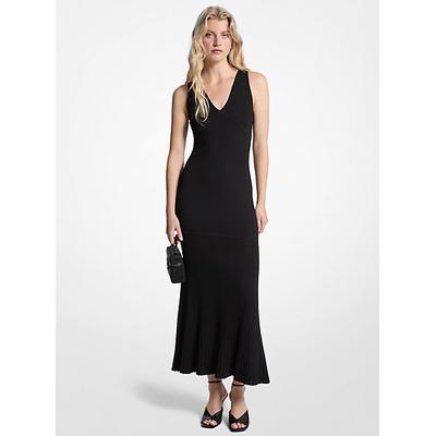 Michael Kors Ribbed Stretch Knit Tank Dress Black L