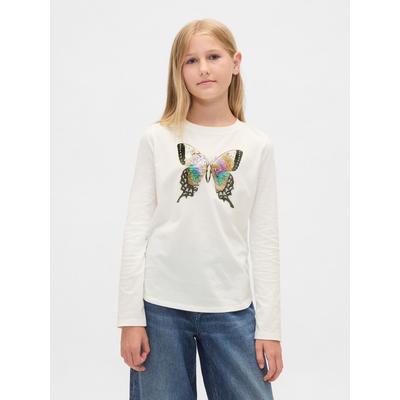 Gap White Flippy-Sequin Graphic T-Shirt