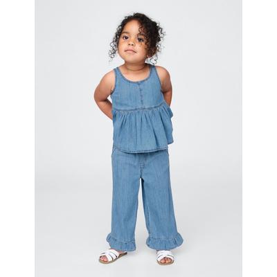 Gap Blue Denim Ruffle Top & Trousers Set