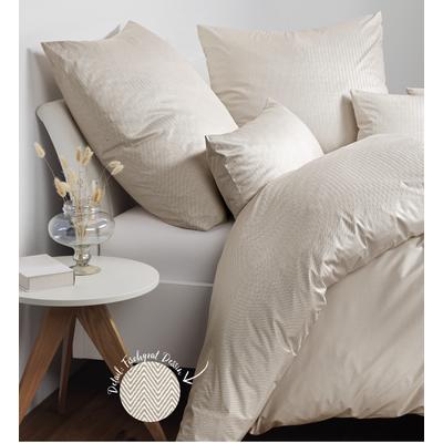 Bettwäsche JANINE "Interlock-Jersey59000 3", beige (naturelle), B/L: 155cm x 200cm, , Interlock-Jersey, B/L: 80cm x 80cm, Interlock-Jersey, Obermaterial: 100% Baumwolle, Bettwäsche, mit Reissverschluss Image