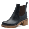 Chelseaboots MARCO TOZZI, Damen, Gr. 38, blau (navy), Lederimitat, Elastischer Einsatz, unifarben mit Farbeinsatz, klassisch, Schuhe, Blockabsatz, Stiefelette, Businessschuh in veganer Verarbeitung