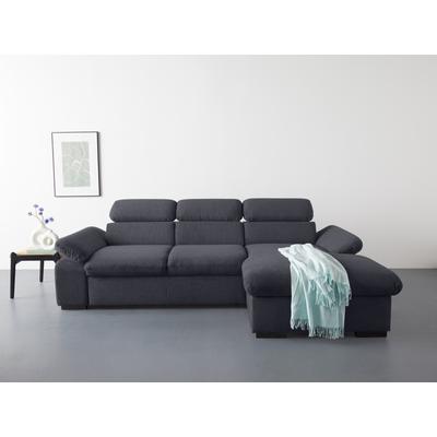 Ecksofa COTTA "Lola L-Form mit Kopfteilfunktion & Hocker", schwarz, B:250cm H:73cm T:165cm, 90% Polyester, 10% Polyamid, Sofas, wahlweise mit Bettfunktion, Bettkasten & Armteilverstellung Image
