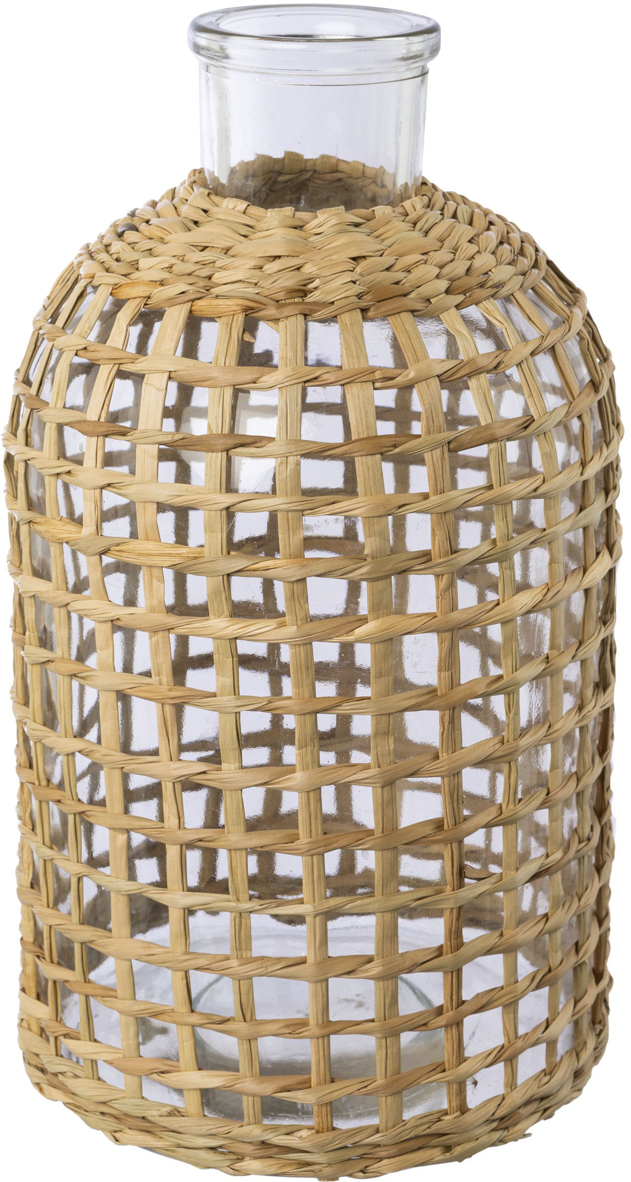 Tischvase CREATIV HOME "Vase aus Glas", braun, H:28cm Ø:15cm, Glas, Vasen, mit Mesh-Überzug