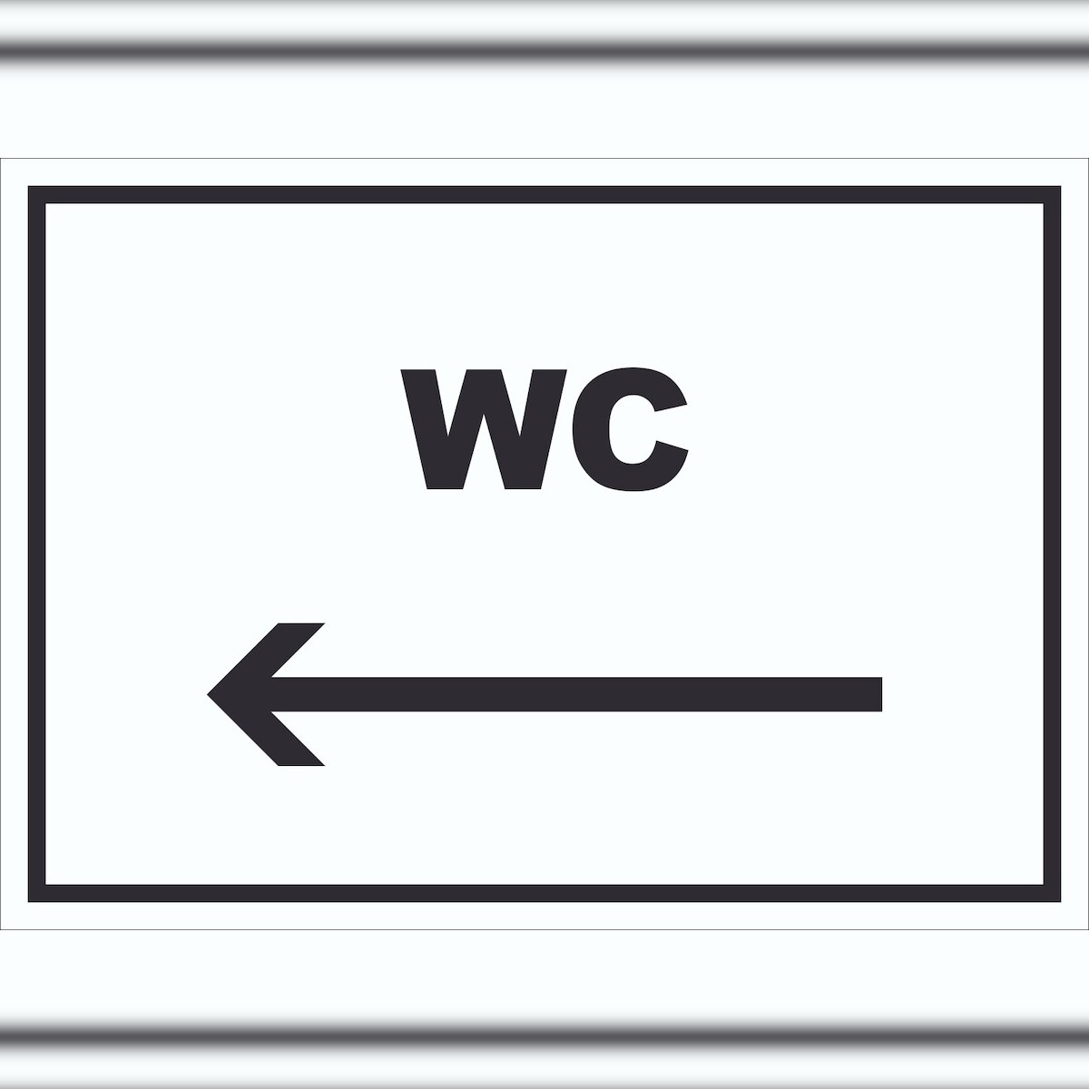 HB-Druck WC Schild mit Text und Richtungspfeil links Toilette Klo waagerecht A3 Rückseite selbstklebend Image
