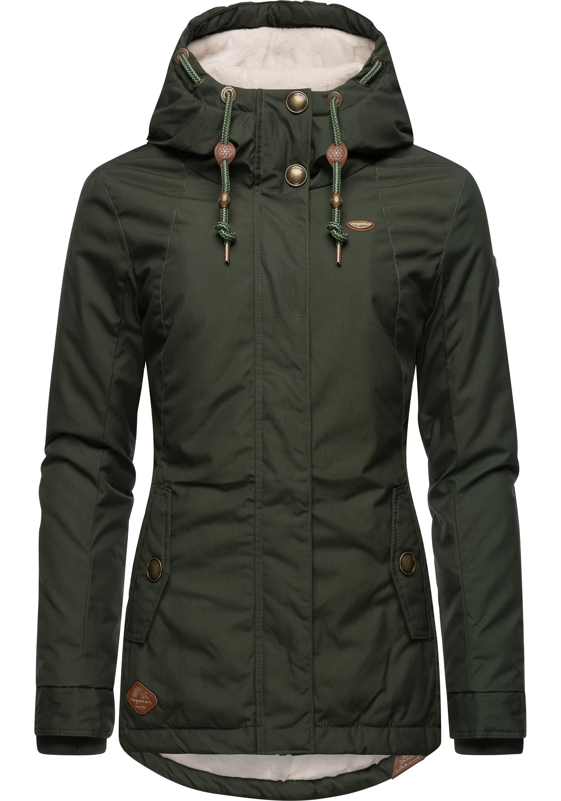 Winterjacke RAGWEAR "Monade", Damen, Gr. 6XL (52), grün (flaschengrün), Obermaterial: 65% Polyester, 35% Baumwolle, Futter 100% Polyester, Wattierung 100% Polyester, figurbetont Po-bedeckend, verstellbar Rippstrickbündchen mit Druckknopf, Jacken,...