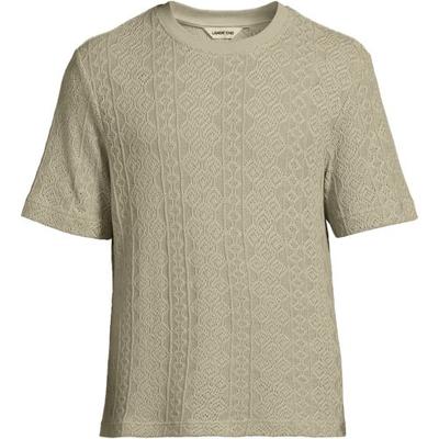 Short Sleeve Textured Jersey T-Shirt, Men, size: 38-40, regular, Grey, Cotton/Polyester, by Lands' End
