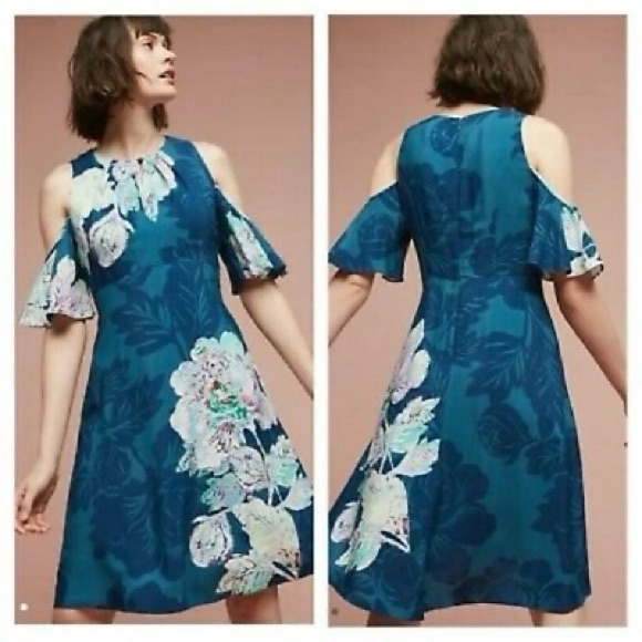 Anthropologie Dresses | Anthropologie Dress Women 0 Petite Blue Maeve Ella Floral Feminine Wedding Guest | Color: Blue | Size: 0p