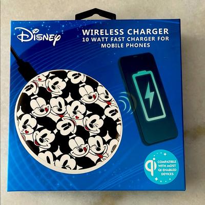 Disney Cell Phones & Accessories | Disney Wireless Charger - Mickey Mouse 10 Watt Fast Charger For Cell Phones Nib | Color: Black/White | Size: Os