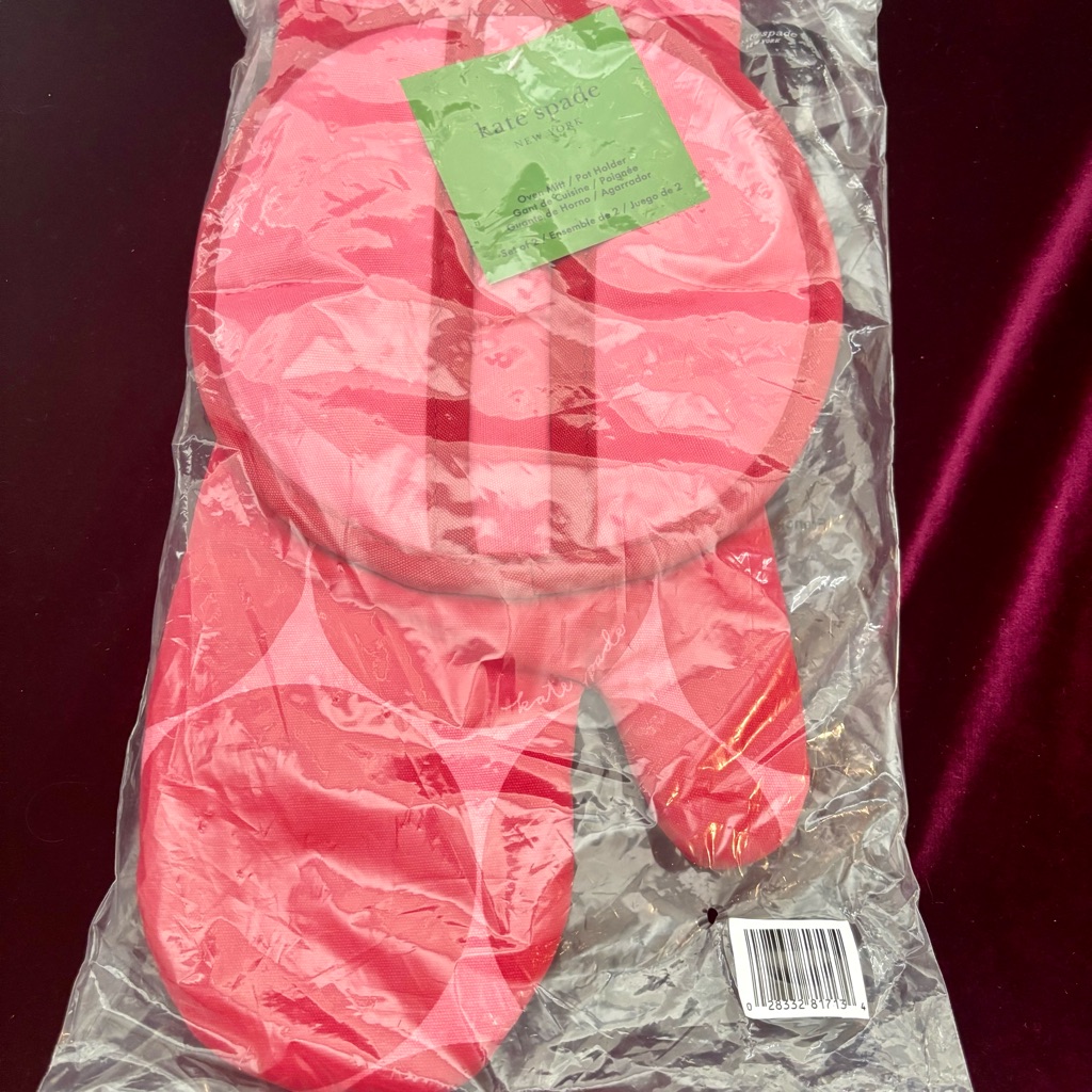 Kate Spade Kitchen | Kate Spade New York Joy Dot Nwt Oven Mitt Pot Grabber Pot Holder Set Red Pink | Color: Pink/Red | Size: Os
