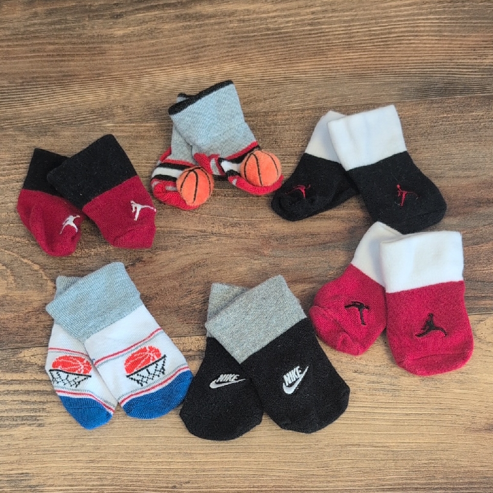 Nike Accessories | 6x Nike Infant Socks Set - Basketball Theme Jordan Nike | Color: Black/Red | Size: Osbb