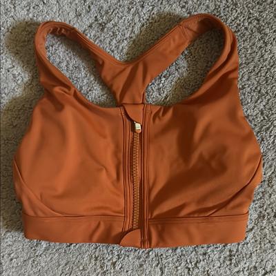 Athleta Intimates & Sleepwear | Athleta Xs Sports Bra Front Zip Padded Rust Burnt Orange Women’s Running Gym | Color: Orange | Size: Xs