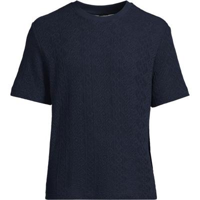 Short Sleeve Textured Jersey T-Shirt, Men, size: 42-44, regular, Blue, Cotton/Polyester, by Lands' End