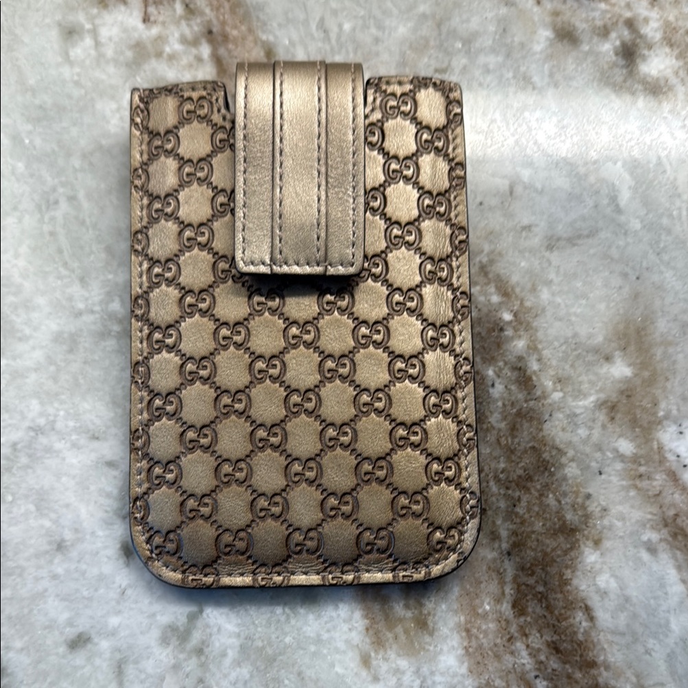 Gucci Cell Phones & Accessories | Gucci Metallic Gold Phone Holster | Color: Gold | Size: Os