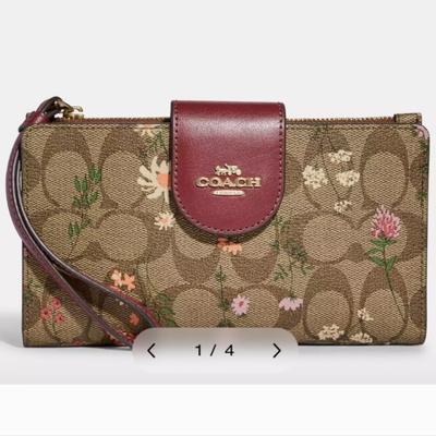 Coach Bags | Coach Phone Tech Wallet Wristlet Wildflower Print C8729 Like-New | Color: Pink/Tan | Size: Os