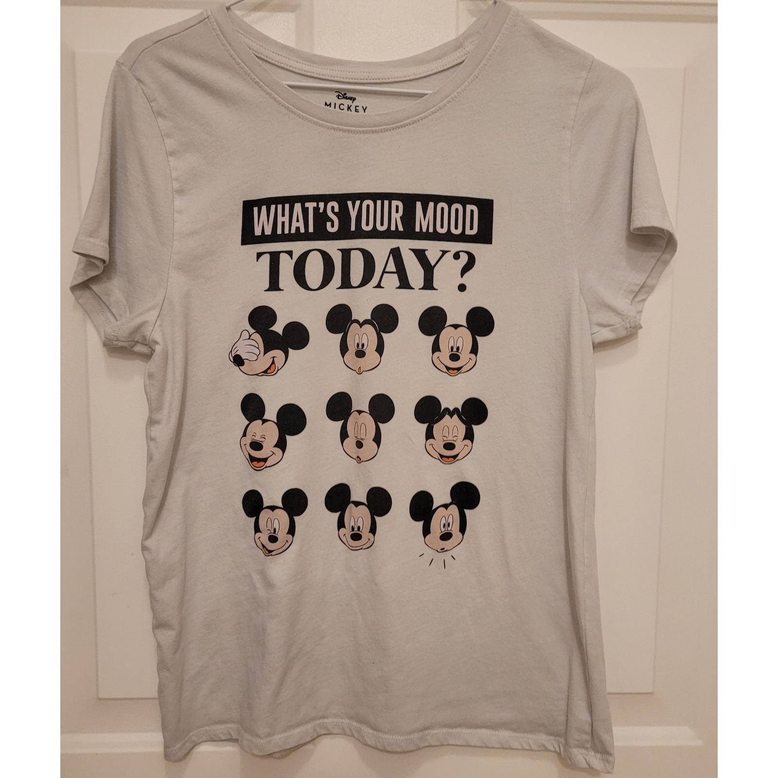 Disney Tops | Disney Mickey Mouse What's Your Mood Today White Adult T-Shirt Small | Color: White | Size: S
