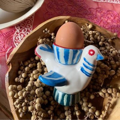 Anthropologie Dining | Anthropologie Blue And White Ceramic Bird Egg Holder | Color: Blue/White | Size: Os