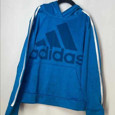 Adidas Shirts & Tops | Adidas Kids Boys Royal Blue Hoodie Sweatshirt With White Stripes Size Medium | Color: Blue/White | Size: 10b