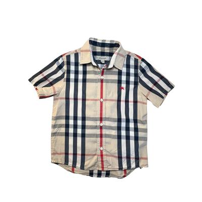 Burberry Shirts & Tops | Burberry 6 Yrs Boys Check Button Down Short Sleeve Cotton Shirt 116 Cm Beige Kid | Color: Tan | Size: 6b