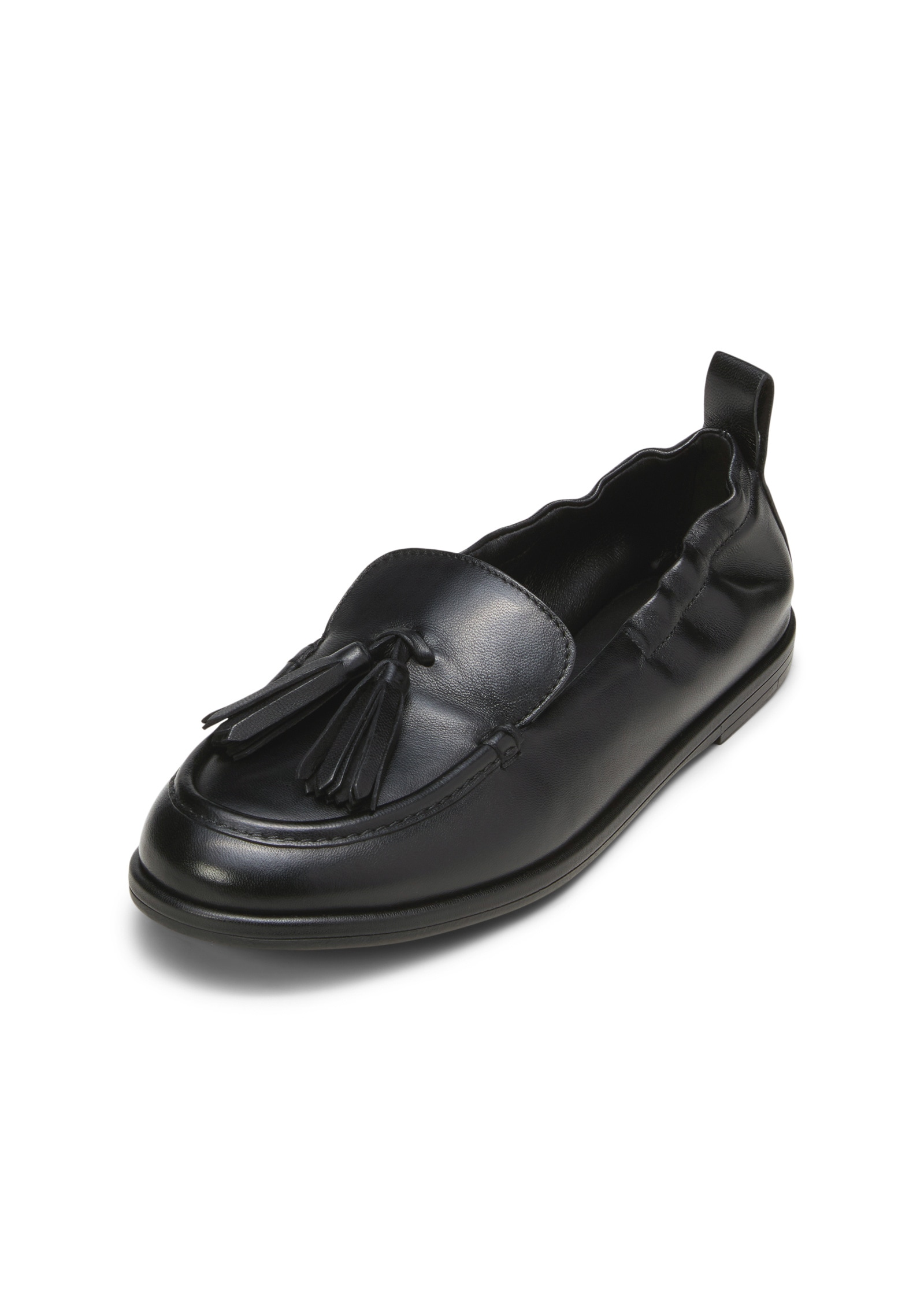 Loafer MARC O'POLO "mit elastischer Fersenkante", Damen, Gr. 37, schwarz, Obermaterial: 100% Leder (Schaf), Schuhe Loafer