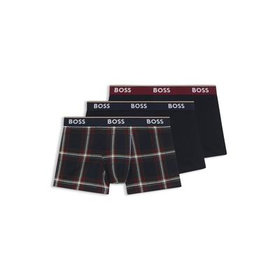 Trunk BOSS "Trunk 3P Power Desig", Herren, Gr. XXL, bunt (open miscellaneous 982), Jersey, Obermaterial: 95% Baumwolle, 5% Elasthan, eng, Unterhosen, mit BOSS Schriftzug Image