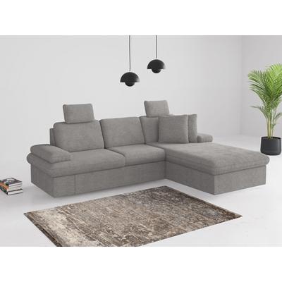 Ecksofa SIT & MORE "Moreno", grau, B:247cm H:82cm T:171cm, 100% Polyester, Sofas, mit Armteilverstellung,wahlweise mit Bettfunktion Image