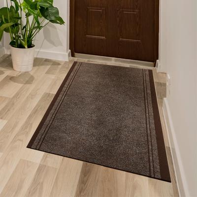 Läufer ANDIAMO "Mitch, Made in Belgium", braun, B:66cm H:6mm L:750cm, Polyethylen (PE), Teppiche, Schmutzfangläufer, meliert, mit Bordüre, In- und Outdoor geeignet Image