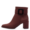 Stiefelette MARCO TOZZI, Damen, Gr. 41, rot (bordeaux), Textil, unifarben, Veloursleder, elegant, Schuhe, Blockabsatz, Ankleboots mit modischer Zierschnalle