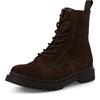 Schnürstiefelette TAMARIS, Damen, Gr. 42, braun (dunkelbraun), Veloursleder, unifarben, klassisch, Schuhe, Blockabsatz, Schnürboots, Herbstschuh mit Ziernähten