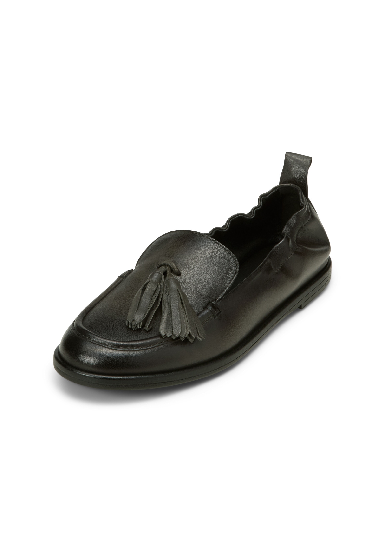 Loafer MARC O'POLO "mit elastischer Fersenkante", Damen, Gr. 36, smokey moss, Obermaterial: 100% Leder (Schaf), Schuhe Loafer