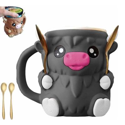 Highland Cow Ice Cream Pint Holder, with Two Spoons