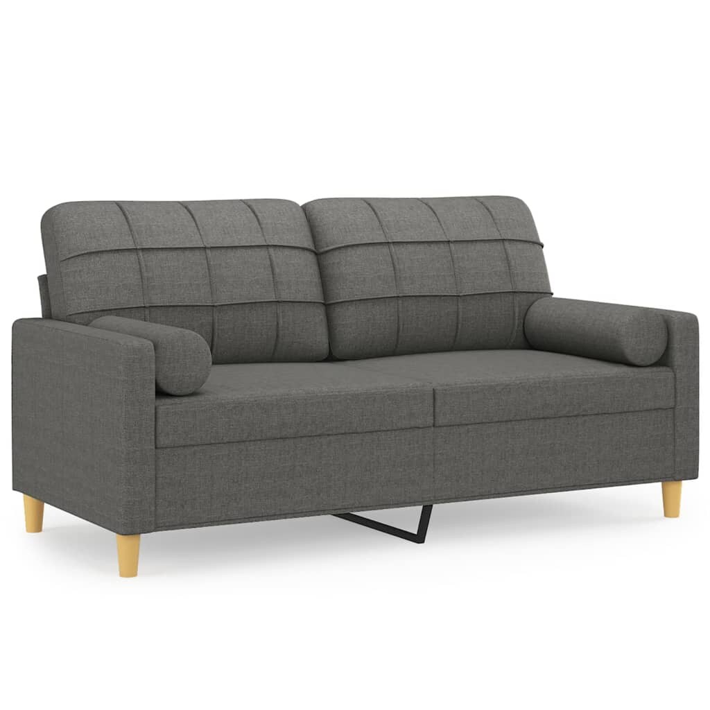 vidaXL 2-Sitzer-Sofa mit Zierkissen Dunkelgrau 140 cm Stoff Image
