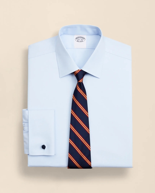 Brooks Brothers Men's Stretch Supima Cotton Non-Iron Pinpoint Oxford Ainsley Collar Dress Shirt | Light Blue | Size 17½ 31
