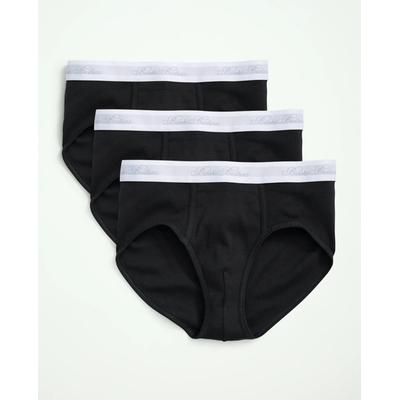 Brooks Brothers Men's Supima Cotton Low-Rise Briefs - 3 Pack | Black | Size Large