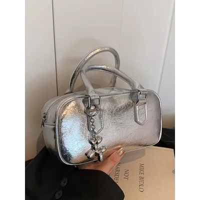 Premium Silver Small Bag for Women 2025 New Spring/Summer Versatile Crossbody Bag, Popular and Explosive Handheld Bowling Bag