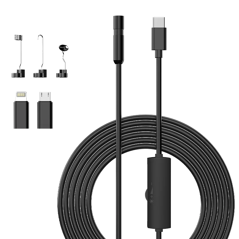 3-in-1-Telefon-Verbindungsendoskop für iPhone/Typ-C/Android-Endoskopkamera 5,5 mm 8 mm 1080P HD IP67 Inspektionskamera für Rohrleitungen Image