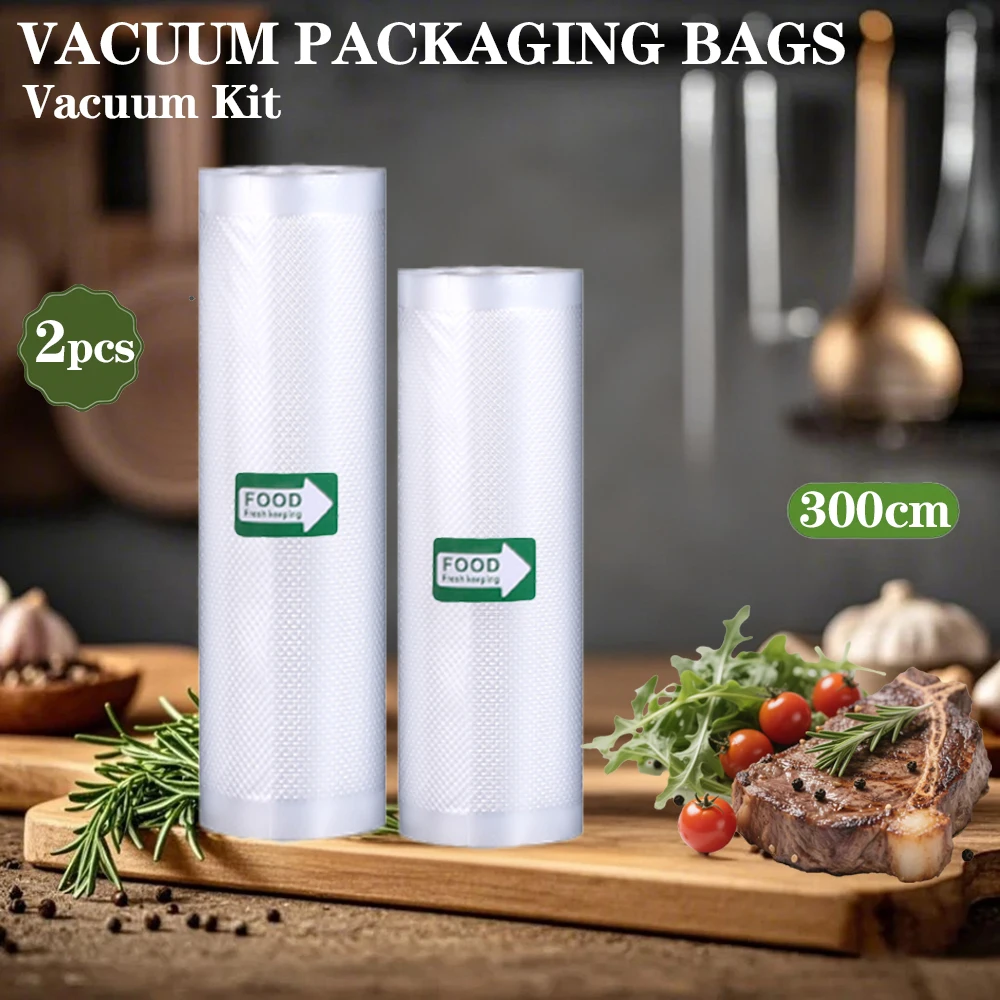 2 rouleaux de sacs scellés sous vide de 3M, garde les aliments frais plus longs, idéaux pour le stockage des aliments et la préparation des repas, pour la viande, les céréales, les fruits et légumes
