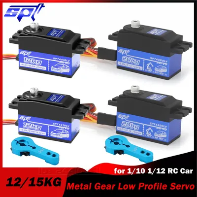 SPT 12KG 20KG 180° Metal Gear Servo Short Body Low Profile Digital 25T Arm for 1:10 1:12 RC Car Racing Drift Robot Crawler Toy
