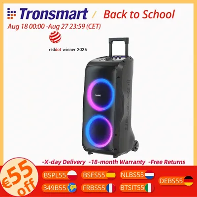 Tronsmart Halo 300 Speaker Bluetooth Partybox with 240W Power, Guitar/Mic/XLR Input, 20-Hour Playtime, APP Control, for Party