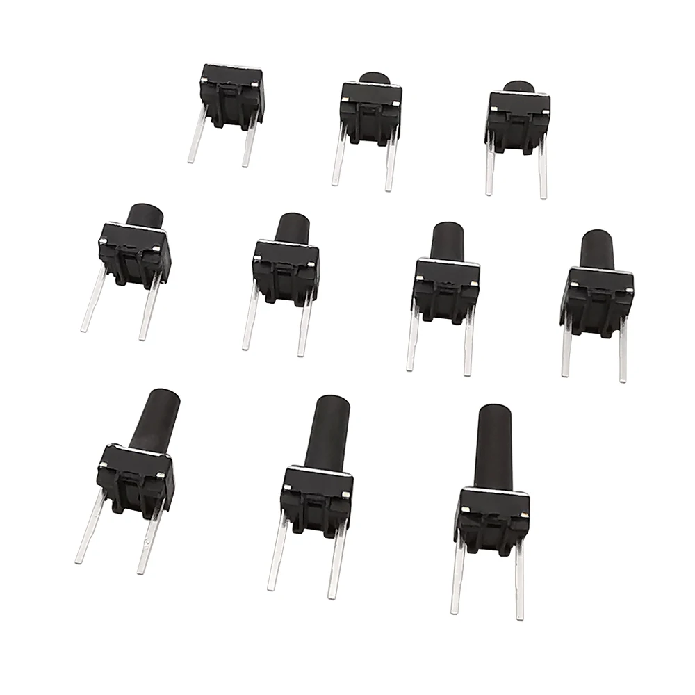 50 Stücke 6x6mm Tactile Tact Micro Mini Druckschalter PCB Panel Momentary Self-reset DIP 2 Pin Tact Schalter 6x6x4,3/5/6/7/8/9mm Image